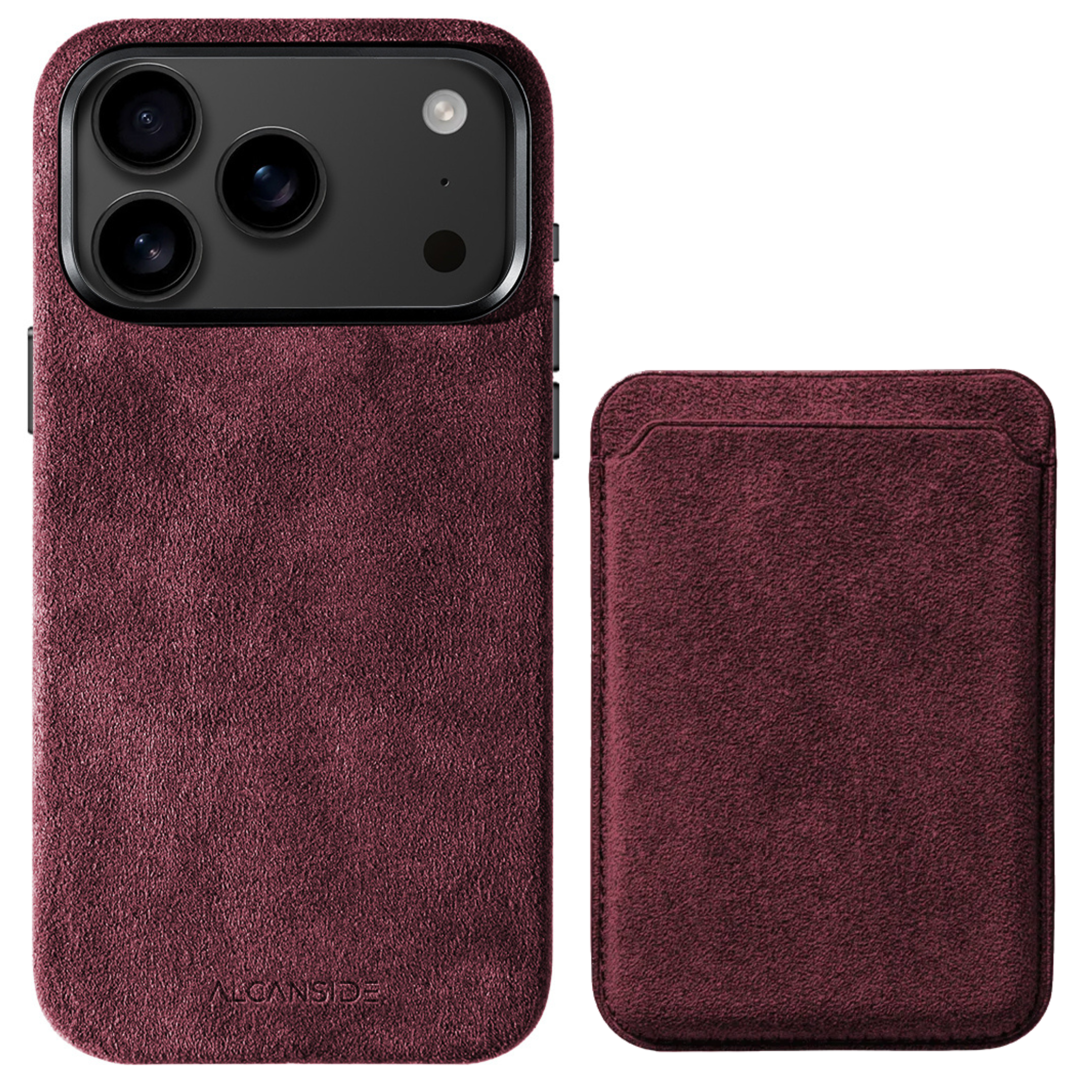 iPhone Alcantara Case + Magsafe Wallet - Wine Red