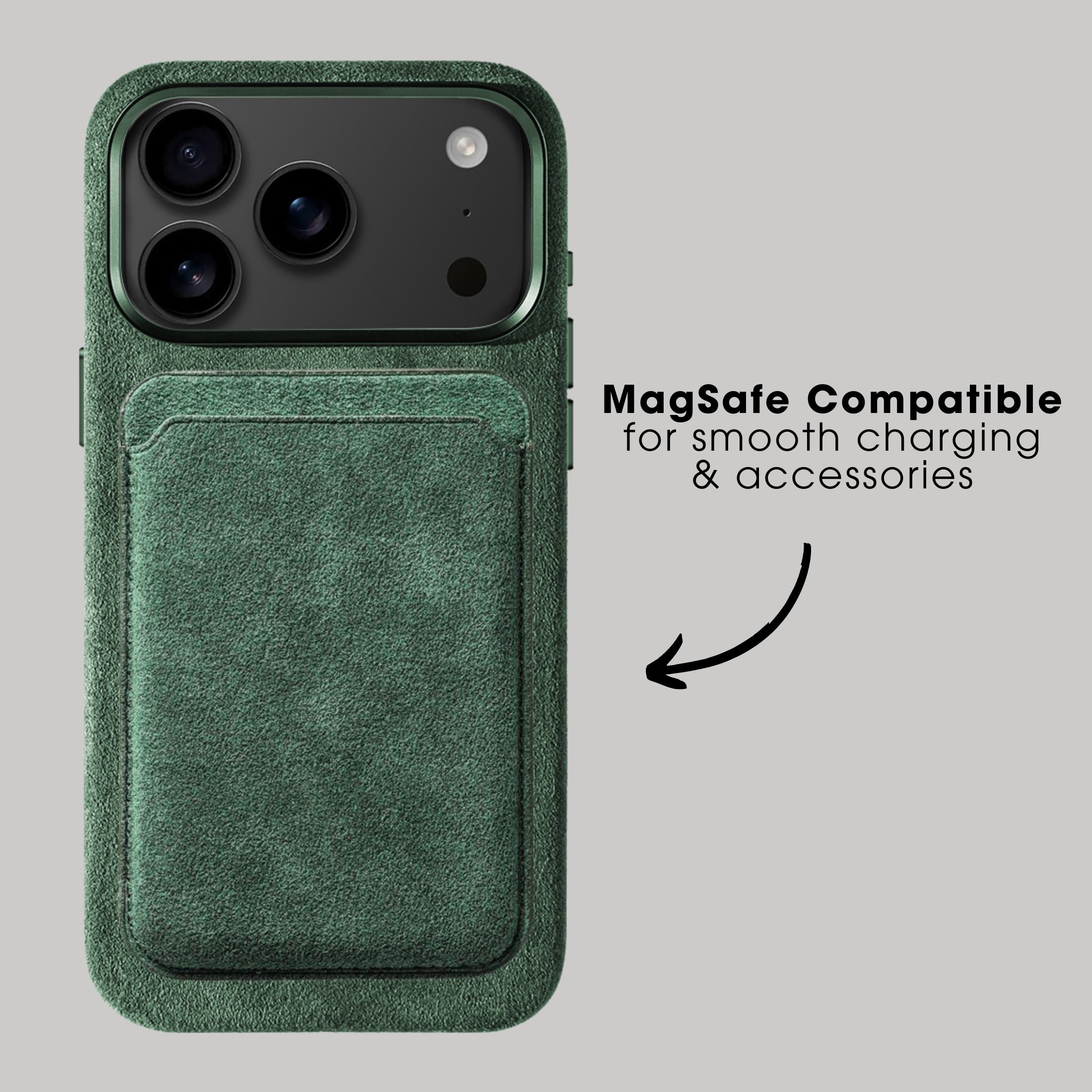 iPhone Alcantara Case + Magsafe wallet - Midnight Green
