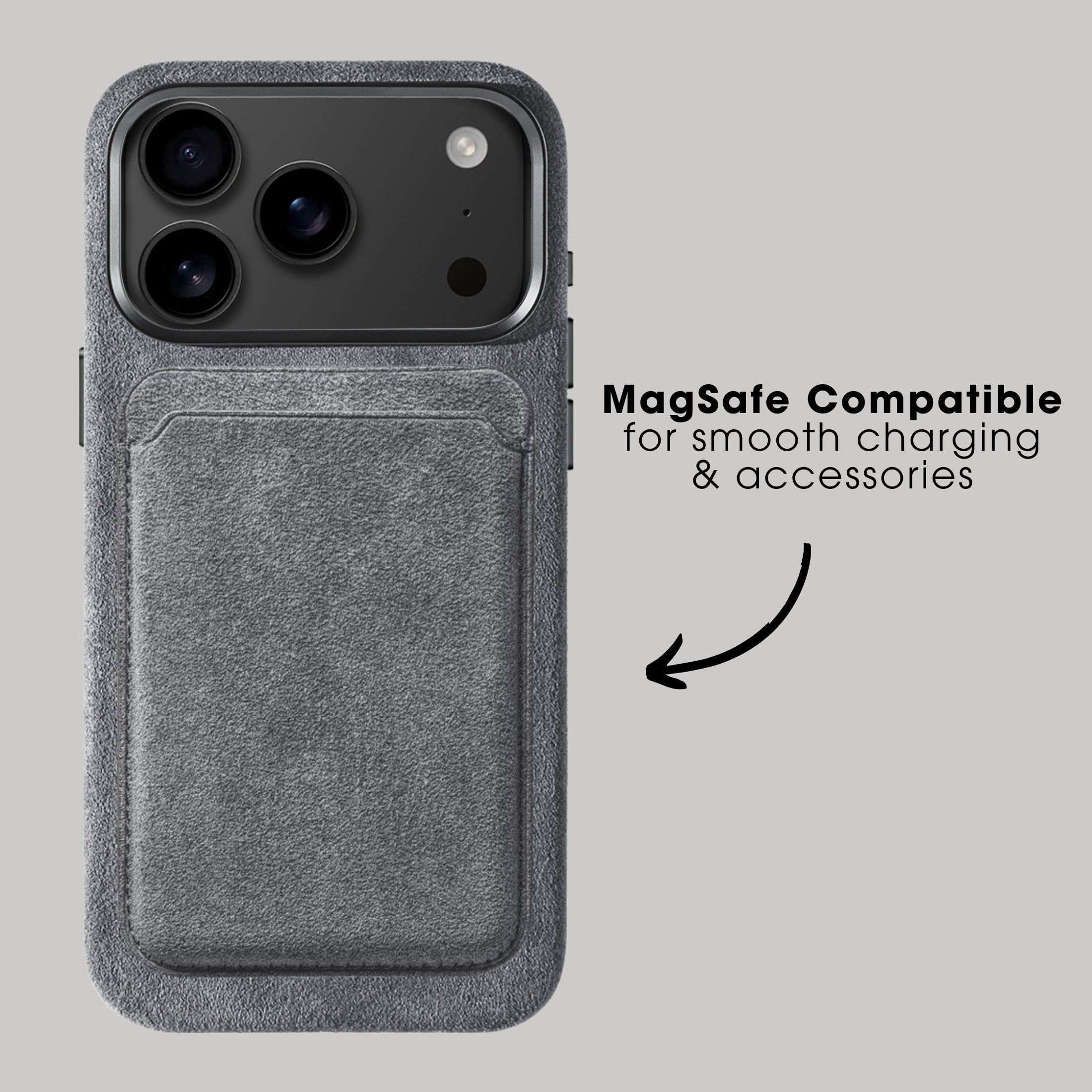iPhone Alcantara Case + Magsafe Wallet - Nardo Gray