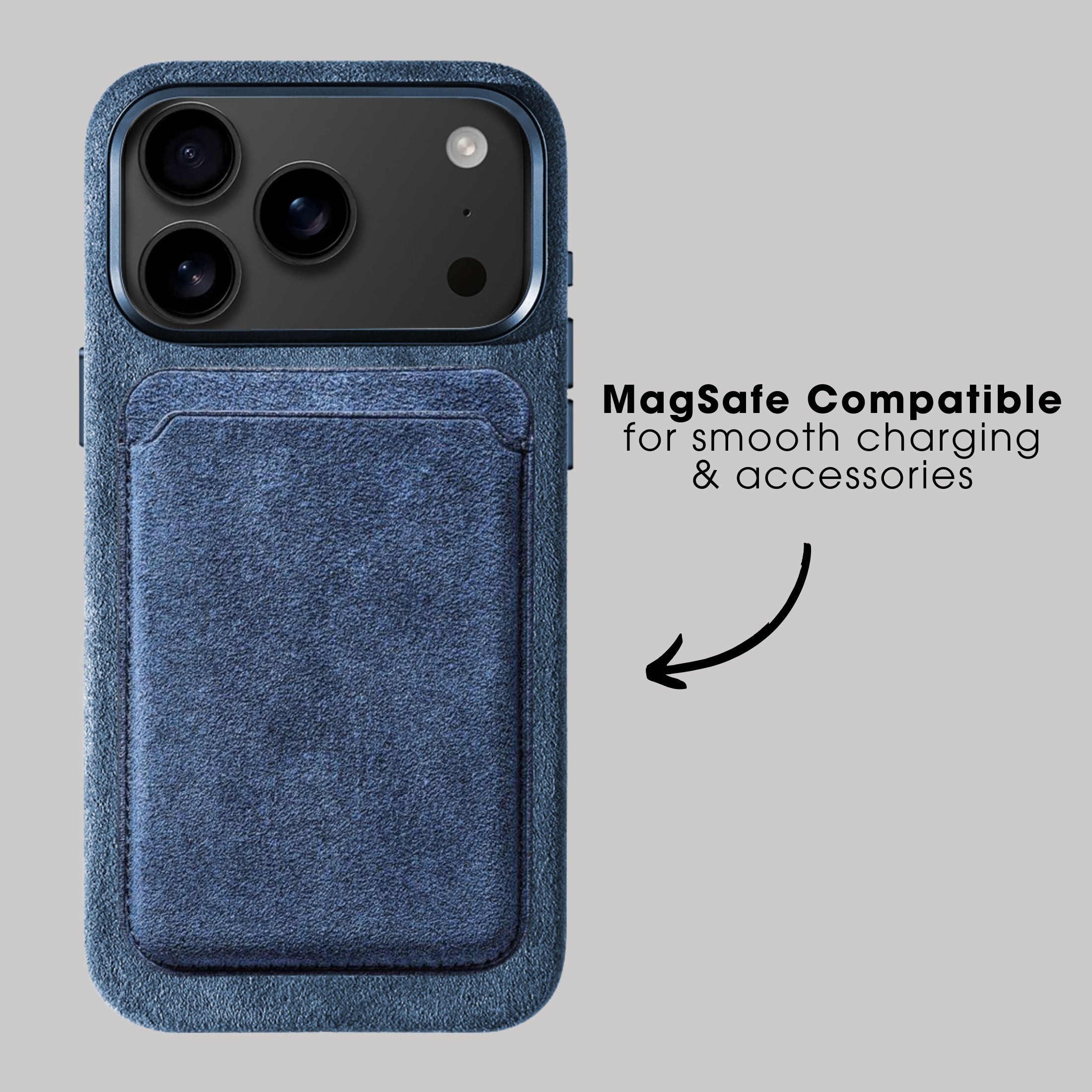 iPhone Alcantara Case + Magsafe Wallet - Ocean Blue