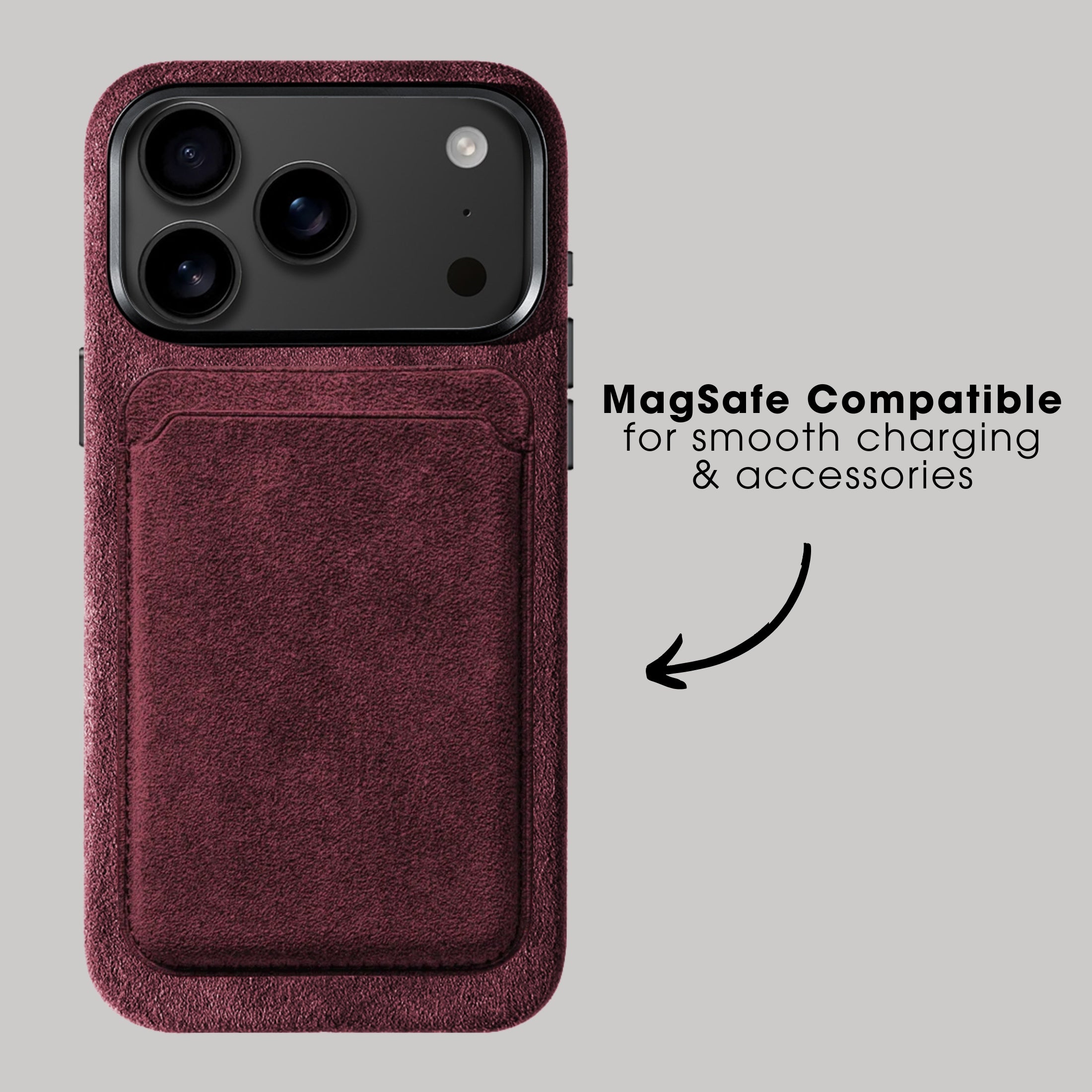 iPhone Alcantara Case + Magsafe Wallet - Wine Red